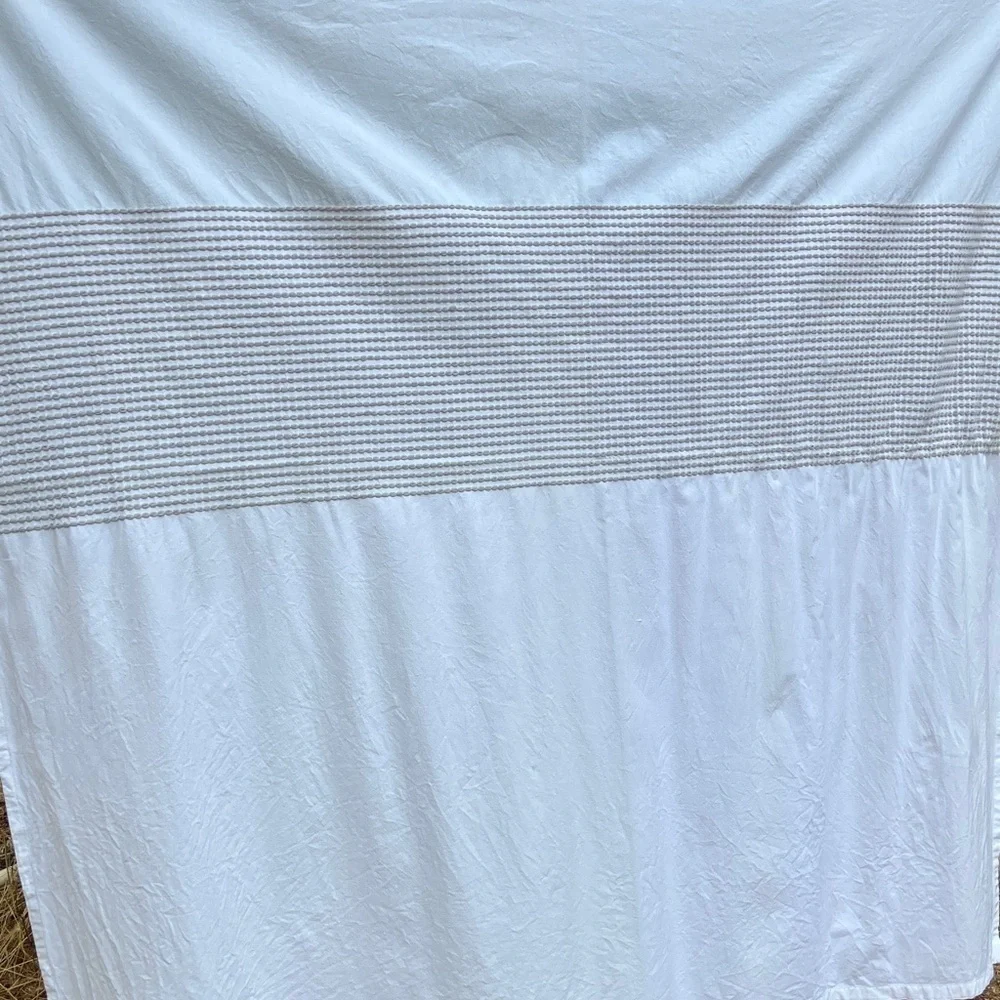 Caro Home 100% cotton shower curtain with woven accent blue, gray, white perfect